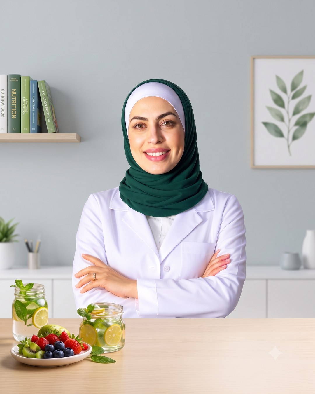 ميس مسك، أخصائية تغذية وحمية معتمدة، في عيادتها في عمّان